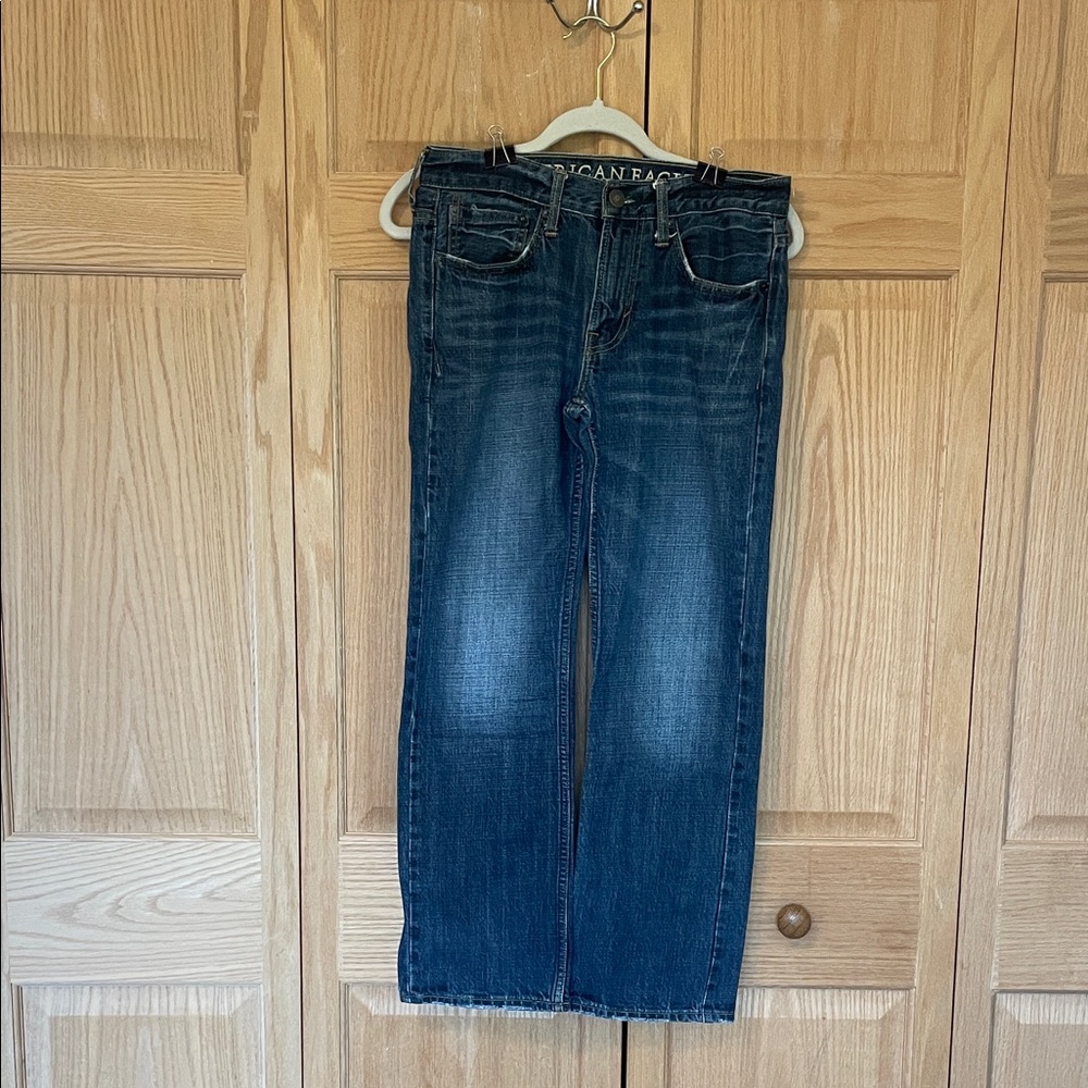 American Eagle Outfitters Men's Dark Blue Straight Jeans Size 28x28